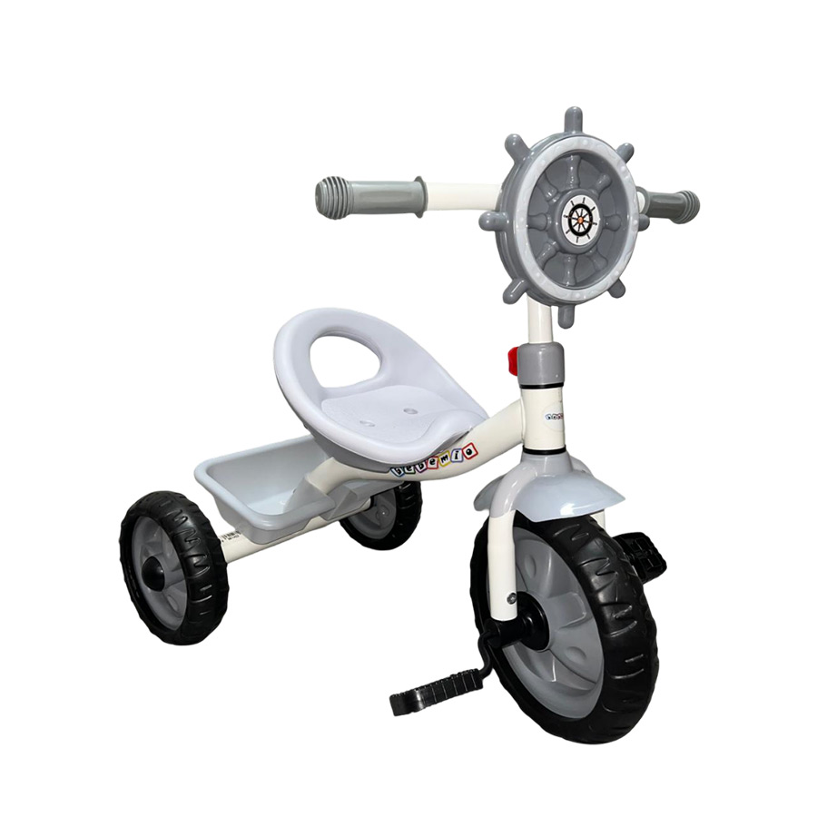 Triciclo blanco de niño estilo barquito musical