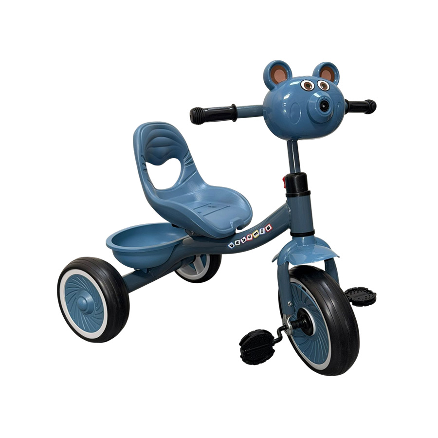 Triciclo azul infantil lanza burbujas cara luminosa