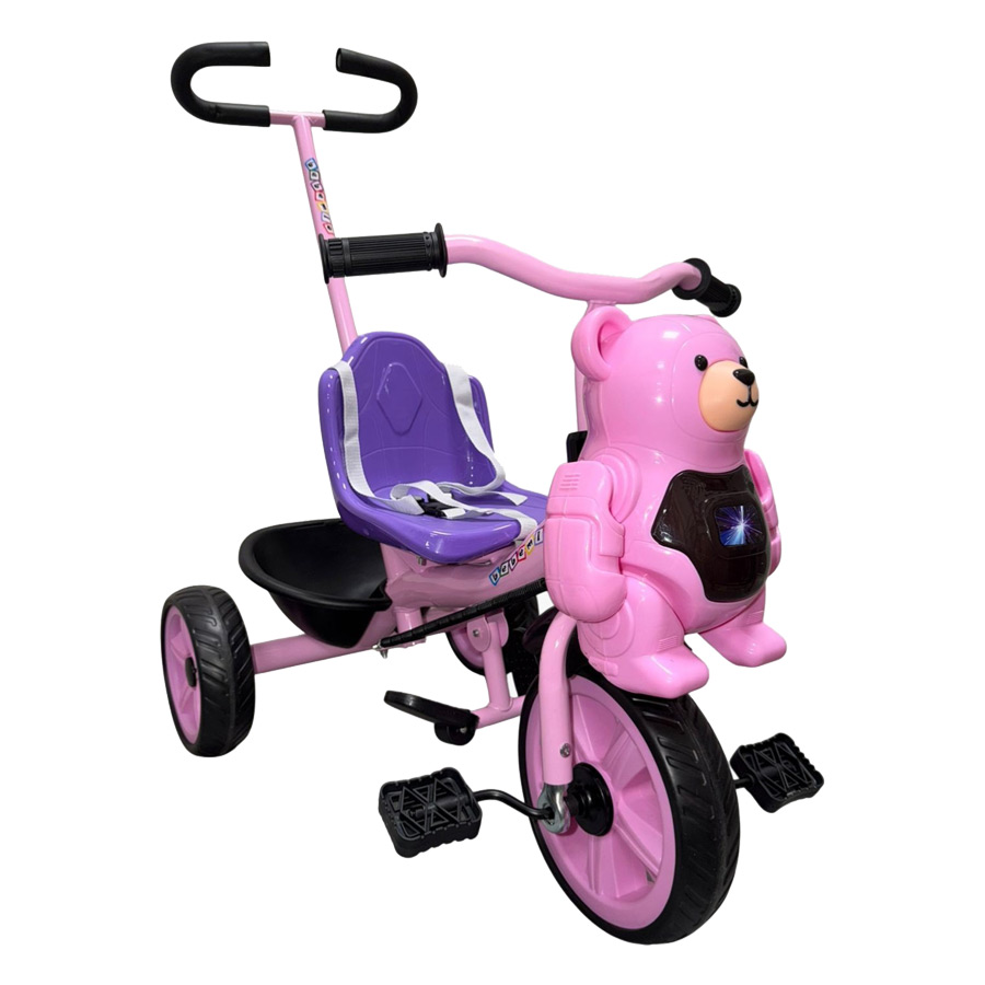 Triciclo rosado mi osito con guiador