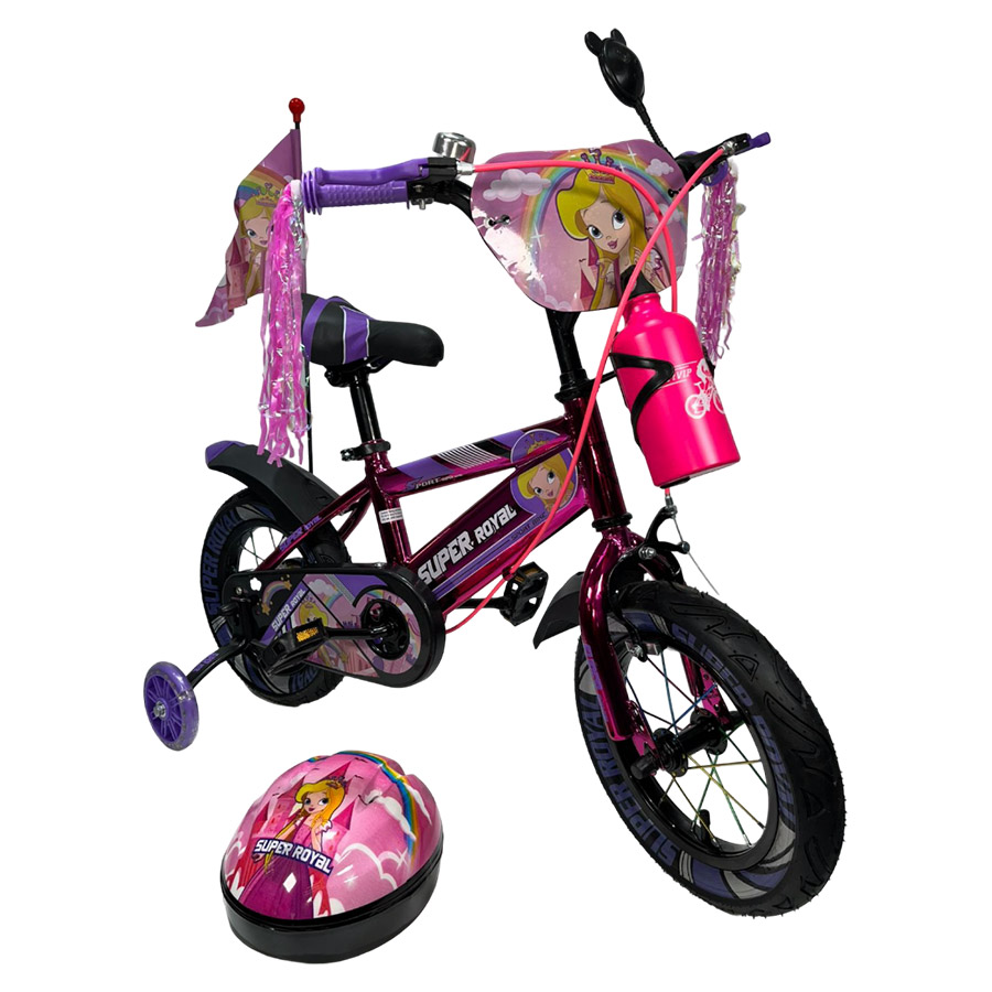 Bicicleta Aro 16 rosada Laser con casco